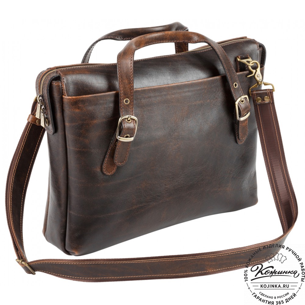 Кожаная деловая сумка "Франклин" (коричневый эксклюзив)